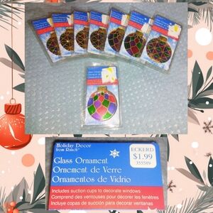 8Pc Bundle of Rauch brand Gold/Multicolor Round Glass Christmas Ornaments